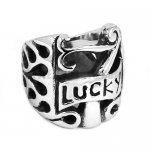 Stainless Steel Carved Word 'Lucky' Ring SWR0438