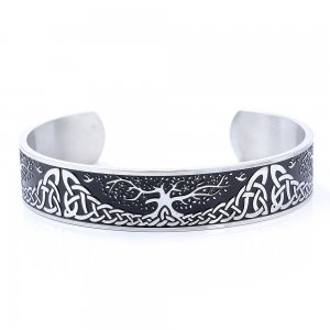 Celtic Knot Life Tree Cuff Bracelet Stainless Steel Jewelry Bangle Fashion Women Biker Bangle SJB0395
