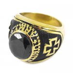 Mens CZ Stainless Steel Ring, Carved Word Cross Ring SWR0320