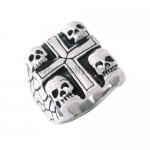 Stainless steel jewelry ring Stone style 4 Skull Cross Signet Ring SWR0006