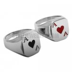 Stainless Steel Band A of Hearts The Ace of Spades Biker Men Ring SWR0037SE