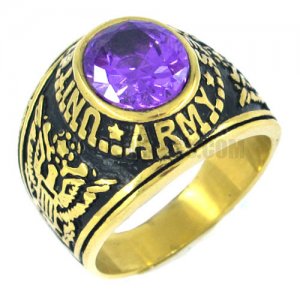 Stainless steel jewelry ring carved word ring, Purple blue stone SWR0145