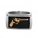 Stainless Steel Gold Gun Ring SWR0834