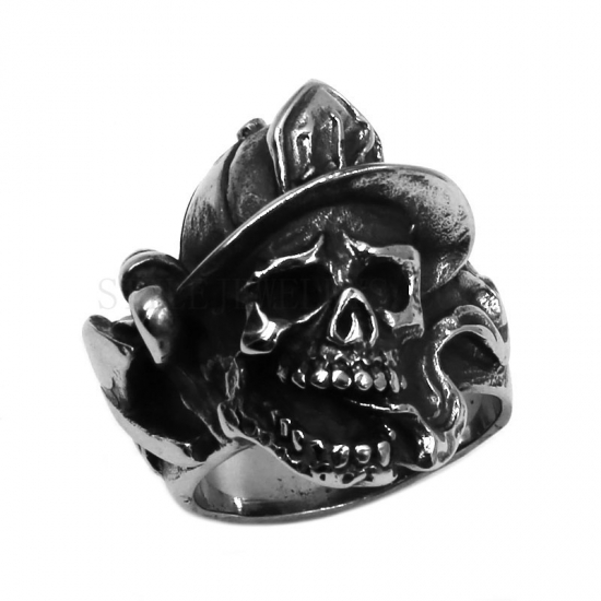 Baseball Skull Ring Vintage Gothic Stainless Steel Biker Skull Ring SWR0811 - Click Image to Close