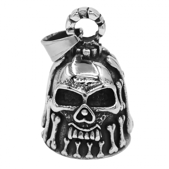 Gothic Skull Bone Bell Pendant Stainless Steel Jewelry Biker Skull Jewelry Bell Pendant SWP0711 - Click Image to Close
