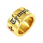 Gold Cross Carved Word Ring Stainless Steel Gold Carved Word Ring SWR0616