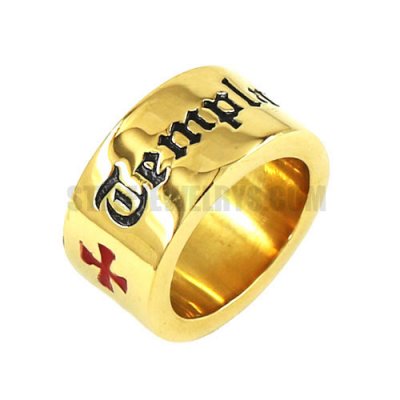 Gold Cross Carved Word Ring Stainless Steel Gold Carved Word Ring SWR0616