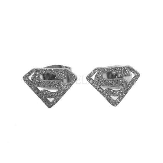 Stainless Steel Ear Stud S Alphabet Signet Triangle Geometric Frosted Earring Jewelry SJE370171 - Click Image to Close