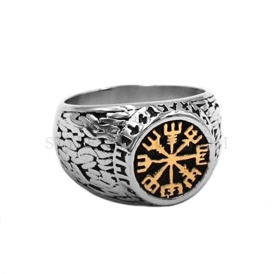 Norse Viking Rune Ring Stainless Steel Jewelry Gold Charm Engagement Wedding Celtic Knot Biker Men Women Ring Wholesale SWR0927