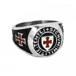 Red Cross Ring Stainless Steel Shield Cross Ring SWR0608