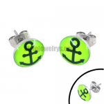 Stainless steel jewelry earring green anchor earring SJE370025