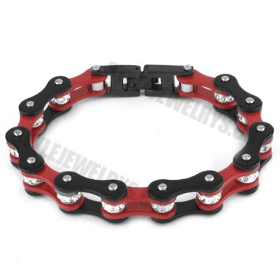 Stainless steel bracelet red with black biker bracelet SJB0258