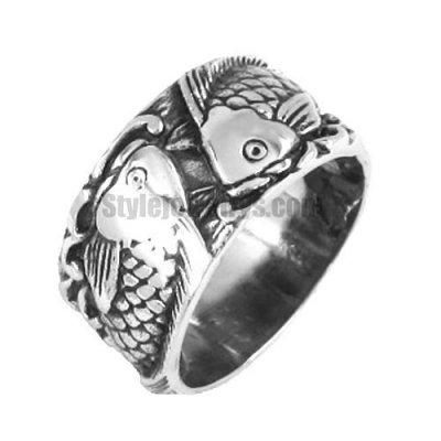 Stainless steel Jewelry Ring Double Fish Ring SWR0116