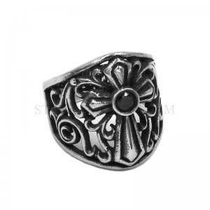 Hollow Cross Ring Stainless Steel Jewelry Hollow Ring Wholesale SWR0913