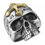 Stainless Steel Gothic Gold Cross Skull Men Ring SWR0097
