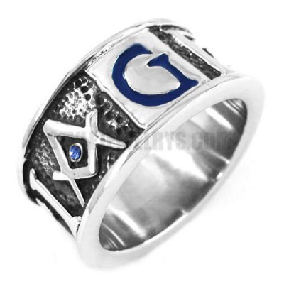 Stainless Steel Freemason Masonic Ring, Carved Word Ring SWR0358