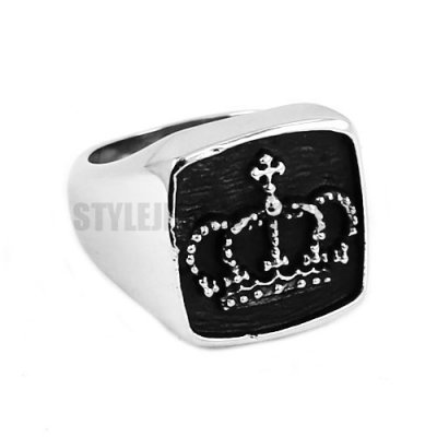 Men Stainless Steel Ring, Classic Gothic Crown Signet SWR0582