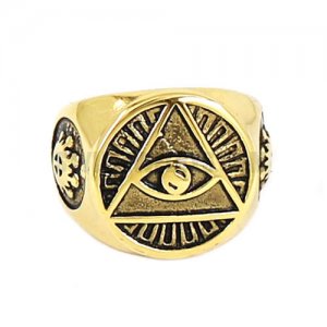 Illuminati Pyramid Eye Symbol Ring Stainless Steel Jewelry Men Ring SWR0653