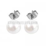 White Pearl Stud Earrings Stainless Steel Jewelry Fashion Motor Biker Women Earrings 8mm SJE370117M