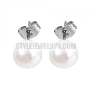 White Pearl Stud Earrings Stainless Steel Jewelry Fashion Motor Biker Women Earrings 8mm SJE370117M