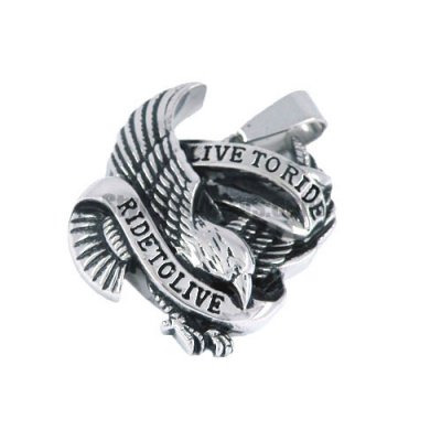 Live To Ride Spirit Eagle Pendant Stainless Steel Jewelry Pendant Silver Classic Motor cycles Biker Pendant SWP0028