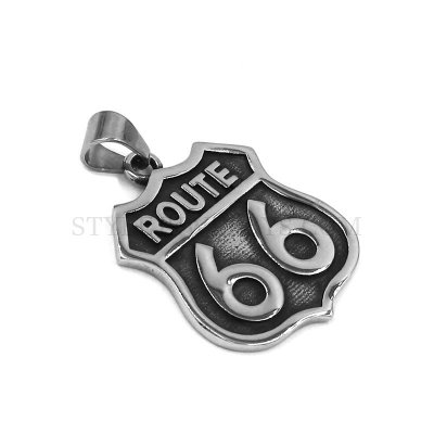 Stainless Steel Route 66 Pendant Route 66 Pendant Mother Road USA Highway Pendant SWP0519