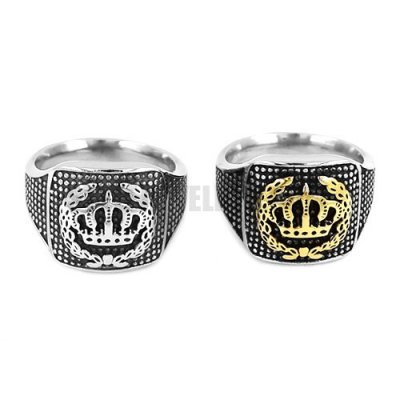 Stainless Steel Ring Classic Gothic Crown Signet SWR0664