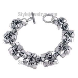Stainless steel jewelry Bracelet double skull square and skull link bracelet SJB380013