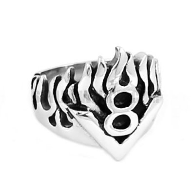 Stainless Steel Carved Word Ring, Fire Inflammation Ring SWR0551