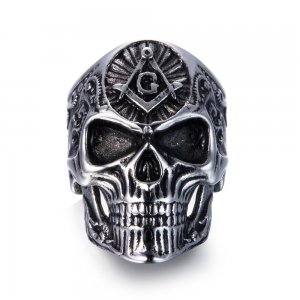 Vintage Gothic Skull Jewelry For Men Ring Stainless Steel Jewelry Ring Masonic Skull Jewelry For Men Biker Skull Ring SWR1042