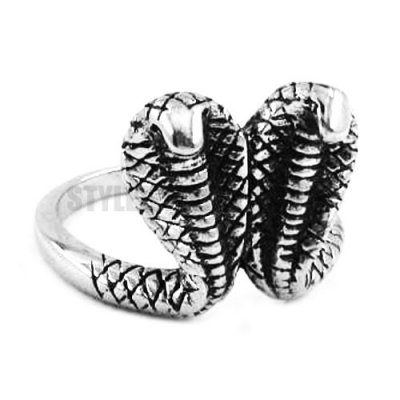 Stainless Steel Double Head Snake Ring SWR0363