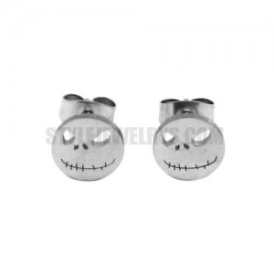 Silver Jack Motor Biker Skull Earrings Stainless Steel Jewelry Cool Biker Earring Studs SJE370159