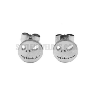 Silver Jack Motor Biker Skull Earrings Stainless Steel Jewelry Cool Biker Earring Studs SJE370159