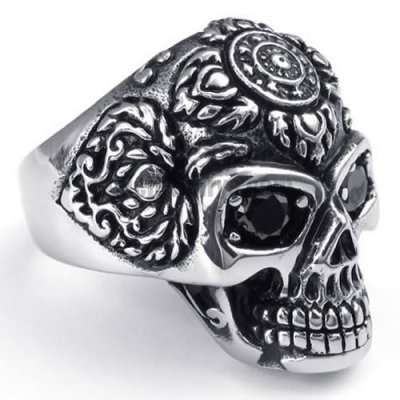 Vintage Stainless Steel Gothic Skull Biker Men Ring SWR0099