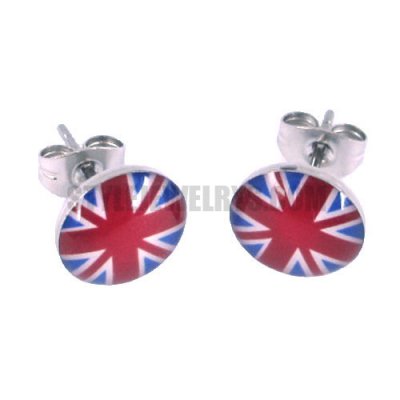 Stainless steel jewelry UK flag earring SJE370046