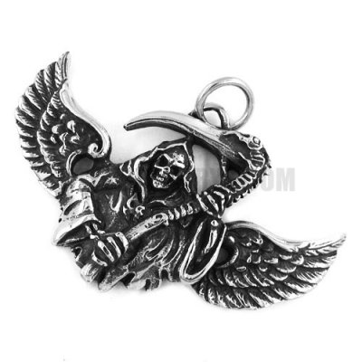 Gothic Stainless Steel Grim Reaper Pendant & Angel wings Pendant SWP0342