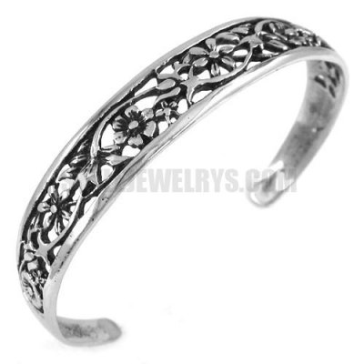 Stainless steel bangle flower cuff bracelet SJB0178