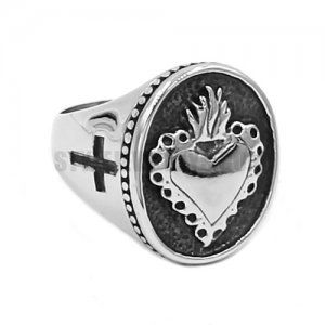 Crown Heart Ring Stainless Steel Jewelry Silver Cross Motor Biker Men Women Ring Wholesale Biker Ring SWR0706