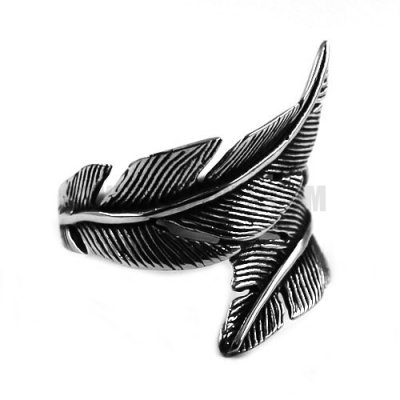 Stainless Steel Vintage Feather Ring SWR0463
