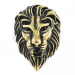 Stainless Steel Gold Lion Head Ring SWR0286