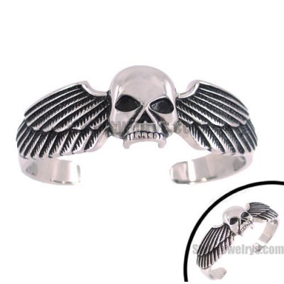 Stainless steel jewelry wing skull bangle SJB0131