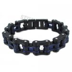 Stainless Steel Bracelet Black Blue Biker Bracelet SJB0264