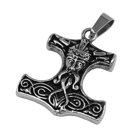 Viking Thor's Hammer Pendant Stainless Steel Jewelry Pendant Fashion Biker Pendant SWP0708 - Click Image to Close