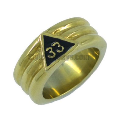 Stainless steel jewelry ring gold plating triangle thirty three degree masonic ring SWR0022G