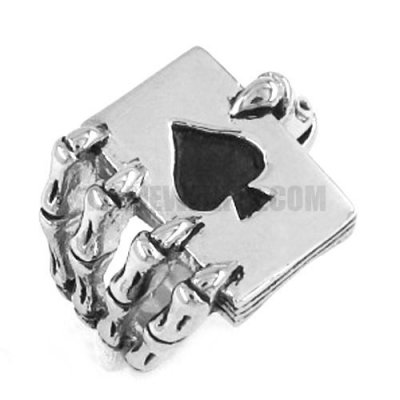 Stainless Steel Gothic ghost claw Ace of Spades Ring Mens Ring SWR0186