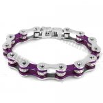 Stainless steel bracelet violet with white biker bracelet SJB0152