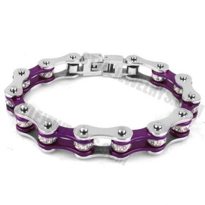 Stainless steel bracelet violet with white biker bracelet SJB0152