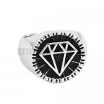 Stainless Steel Carved Diamond Ring SWR0651
