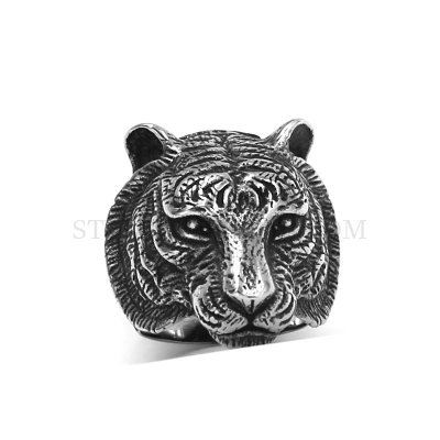 Stainless Steel Tiger Head Ring Animal Jewelry Ring Men Ring Fashion Jewelry Wholesale SWR0961