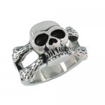 Gothic Stainless Steel Skull Bone Ring, Skeleton Skull Bone Biker Ring SWR0040